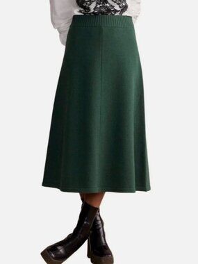 Cabi Duo Dark Green Knit A-Line Women's Skirt